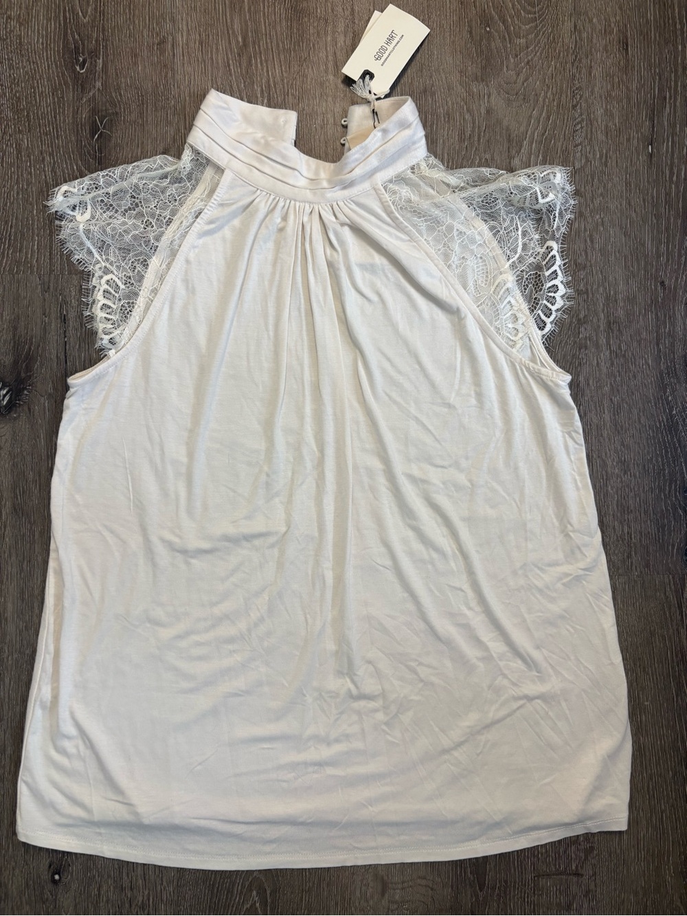 Matilda Jane Cream Lace-Trim High Neck Sleeveless Top